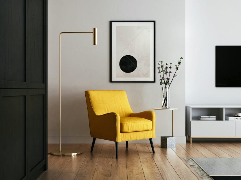 Clean interior design process workspace